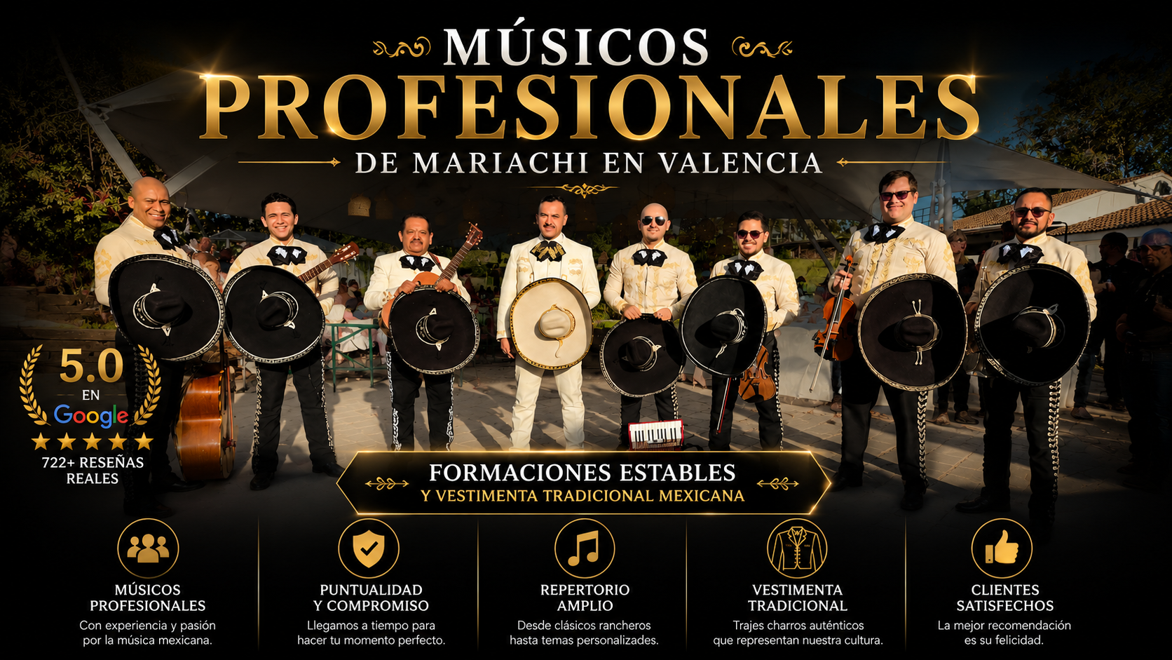 Mariachis para cumpleaños en Valencia cantando en una celebración