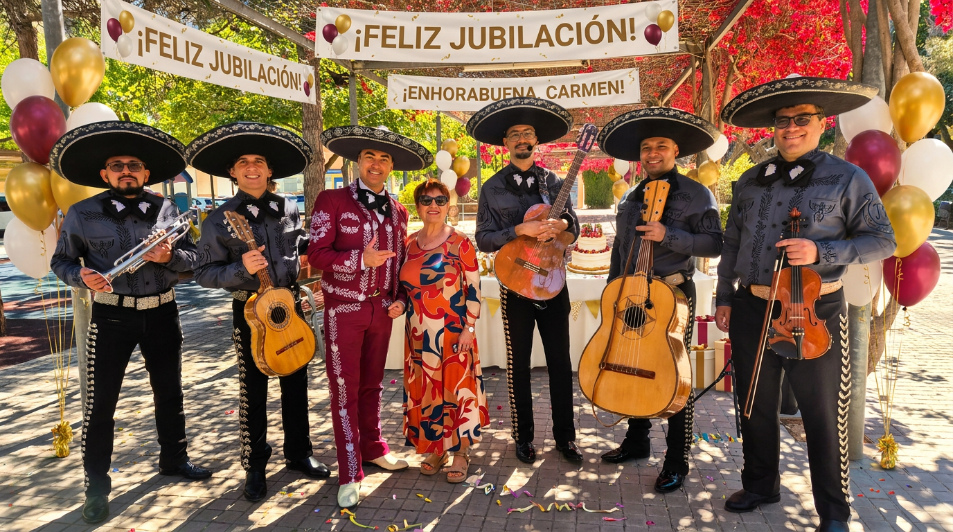 Mariachi para jubilación en Valencia durante un homenaje