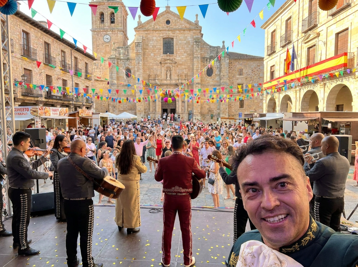 Mariachis en fiesta de pueblo en Valencia