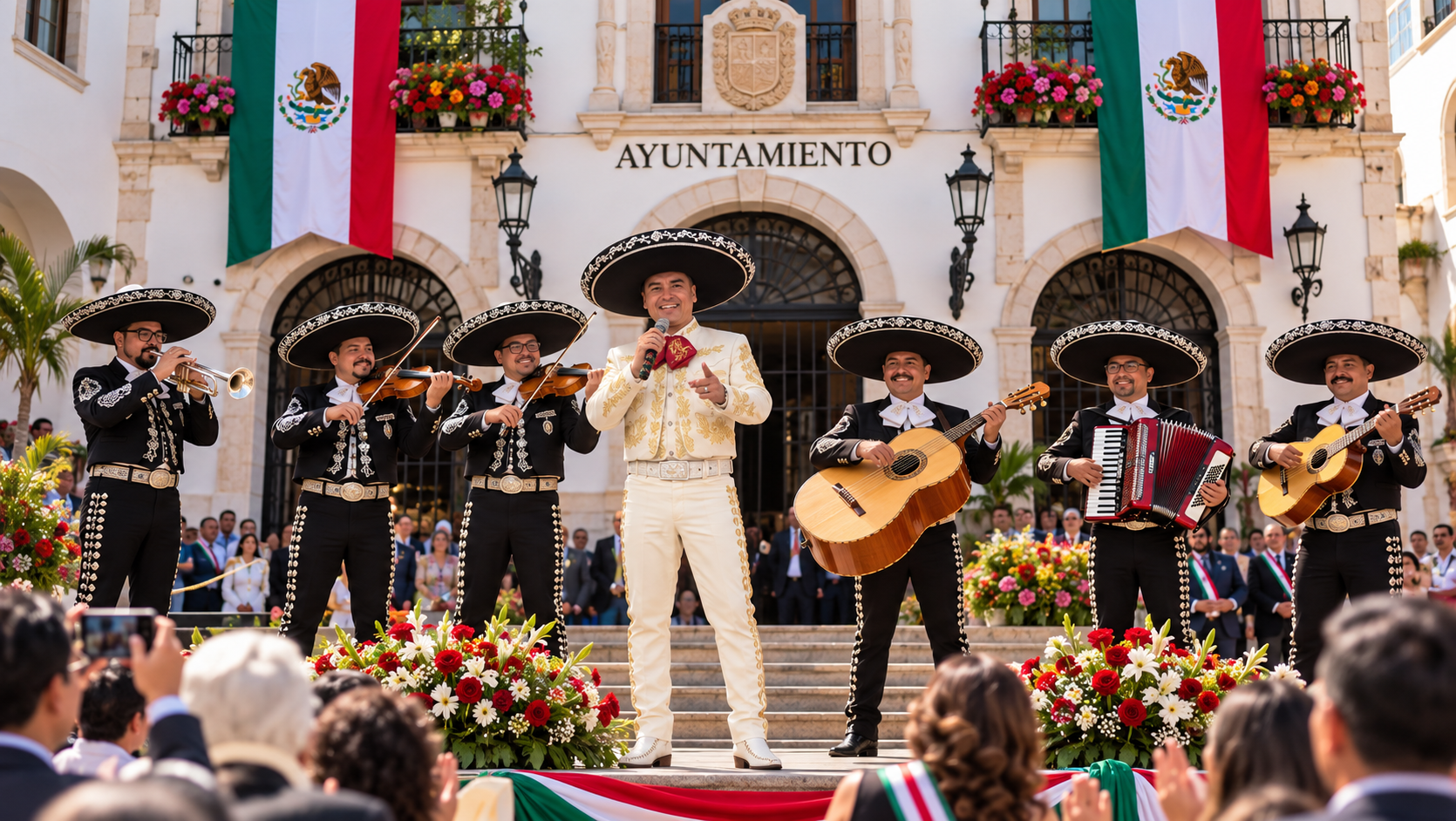 Mariachis para ayuntamientos en Valencia en plaza municipal