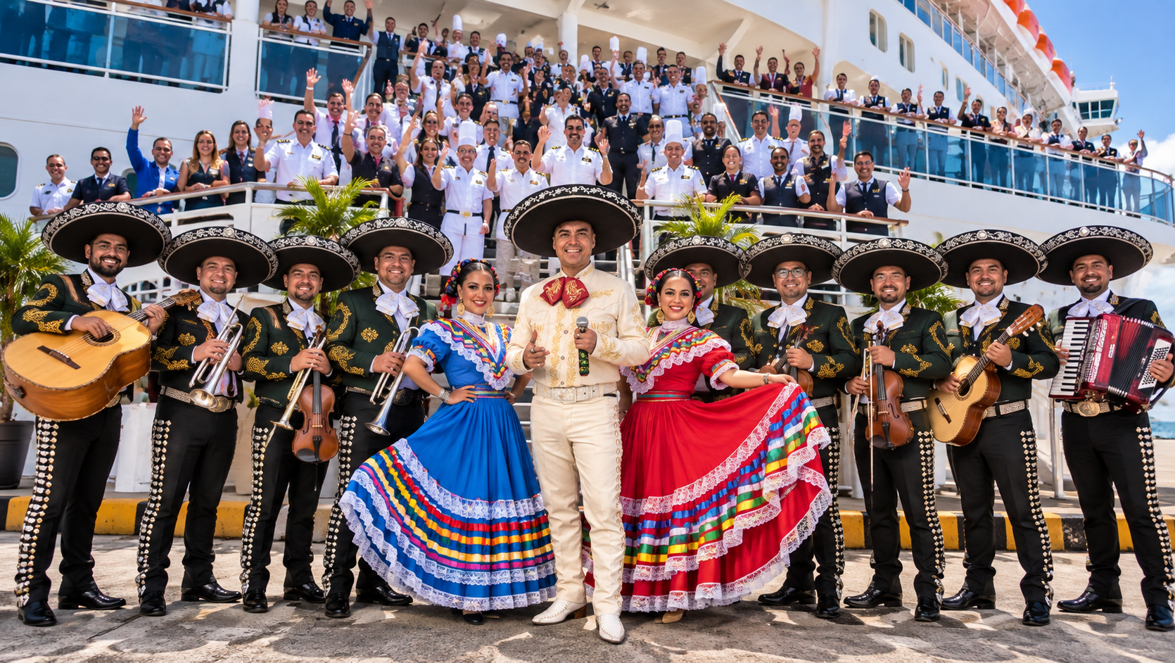 Mariachis para cruceros en Valencia en recepción de pasajeros